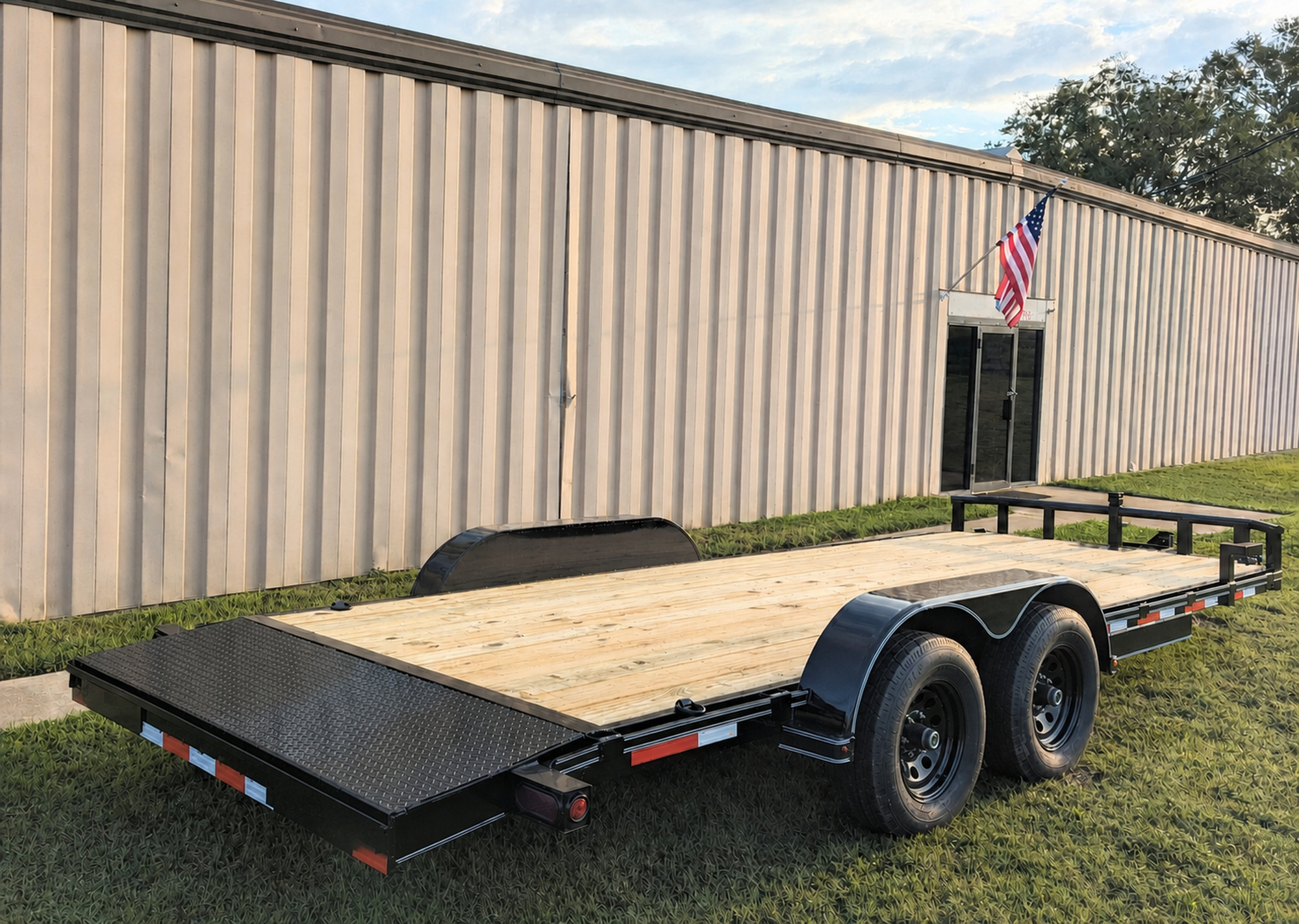 The Trailer Solution Wholesale Premier Custom Car Hauler Utility Trailer with Slide in Ramps