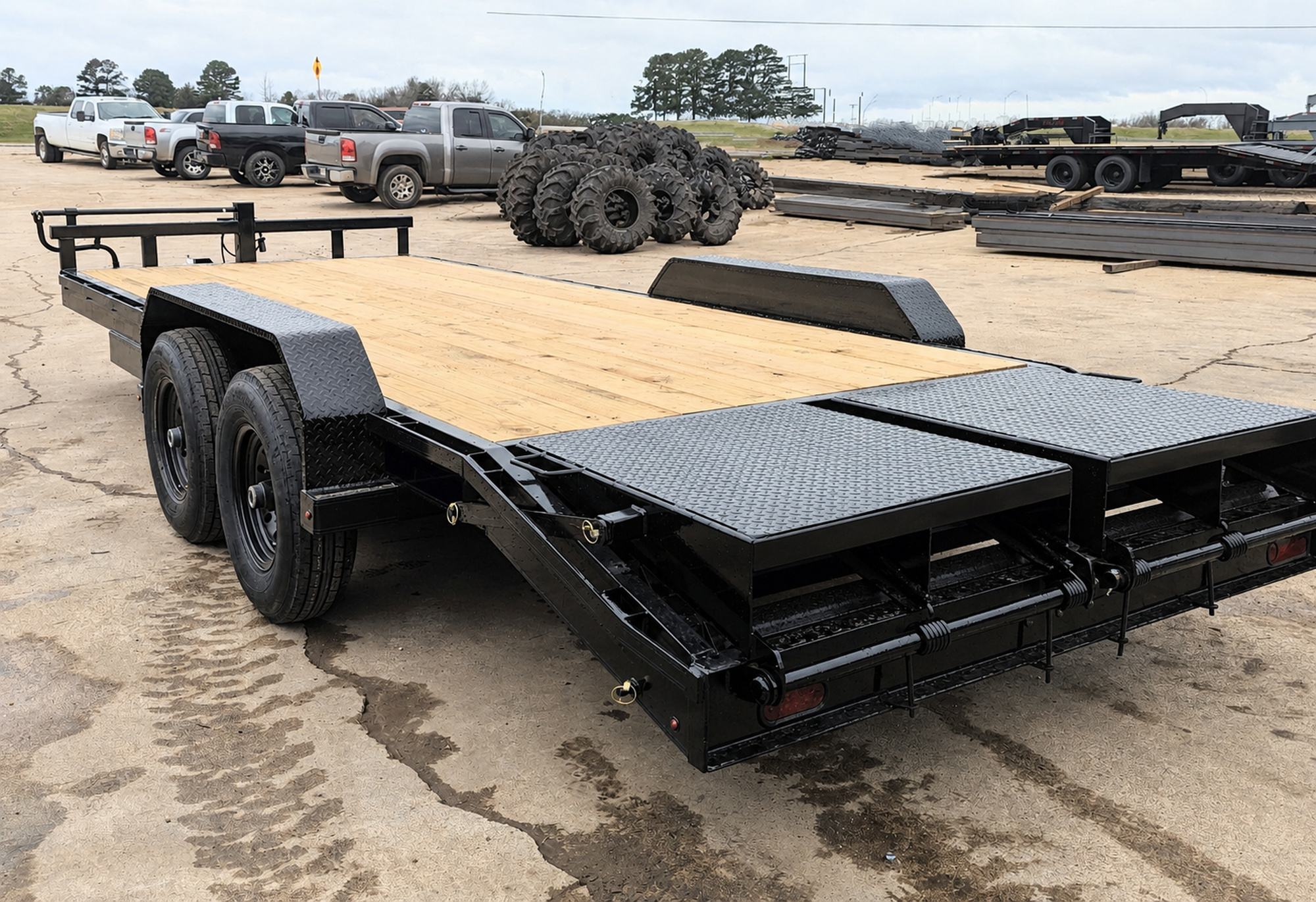 The Trailer Solution Wholesale Premier Trailers Custom Heavy Equipment Trailer Gooseneck with Fold Up Ramps